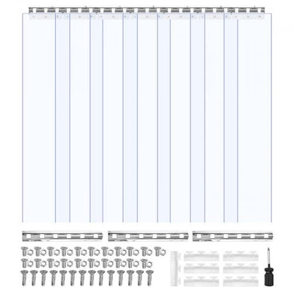Clear PVC Strip Curtain, 84 in Height x 42 in Width x 0.08 in Thickness, 7 PCS Walk in Freezer Cooler Curtain Strips, Smooth Waterproof Plastic Door Strips for Warehouse, Freezer, Garage Doors