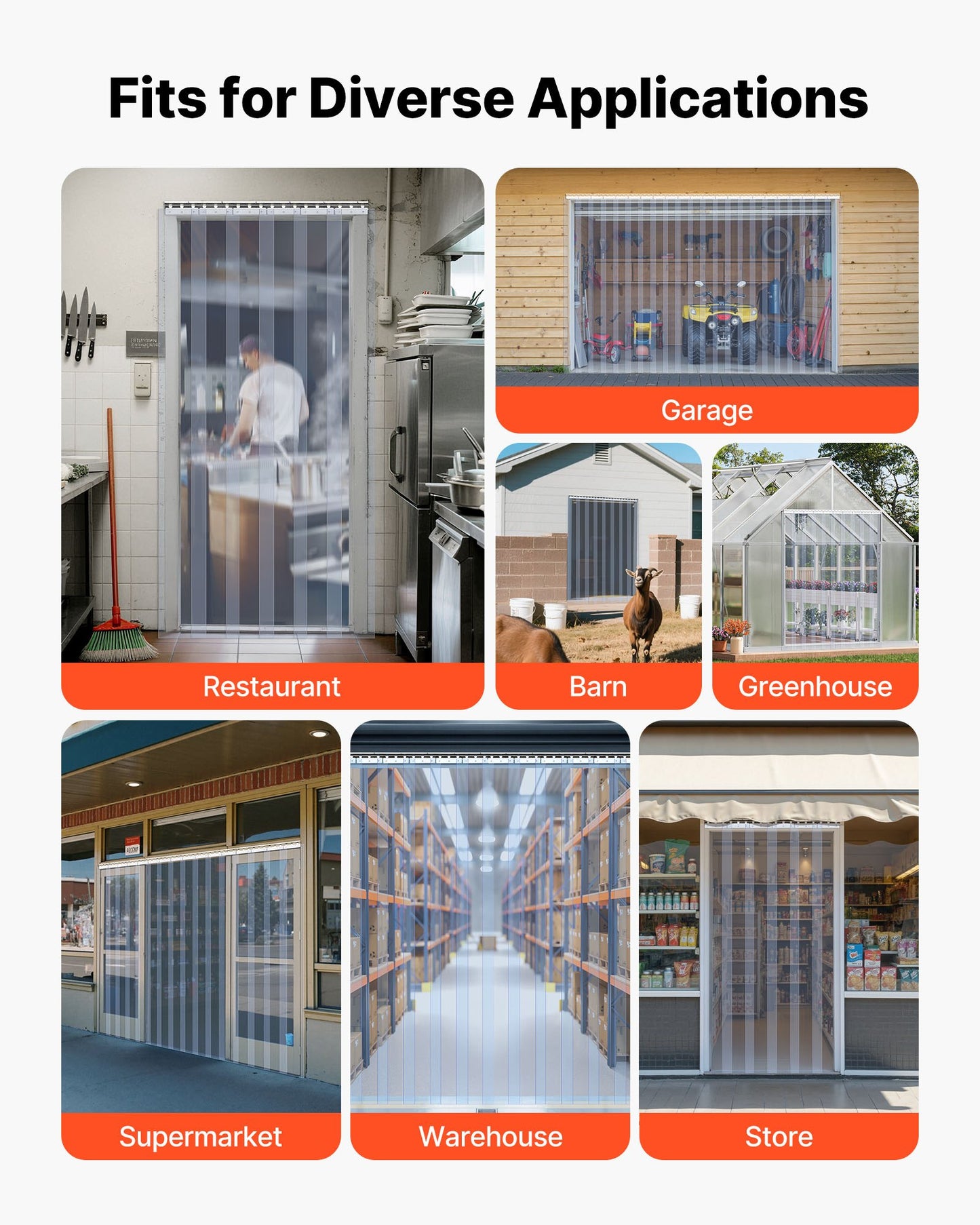 Clear PVC Strip Curtain, 84 in Height x 42 in Width x 0.08 in Thickness, 7 PCS Walk in Freezer Cooler Curtain Strips, Smooth Waterproof Plastic Door Strips for Warehouse, Freezer, Garage Doors