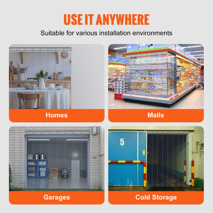 Strip Gardin PVC Dörr Gardin 48" x 84" Cooler Frys Klar Plast