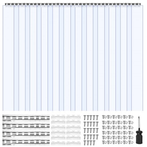 Clear PVC Strip Curtain, 96 in Height x 72 in Width x 0.08 in Thickness, 12 PCS Walk in Freezer Cooler Curtain Strips, Smooth Waterproof Plastic Door Strips for Warehouse, Freezer, Garage Doors