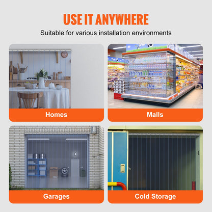 Strip Gardin PVC Dörr Gardin 96" x 96" Cooler Frys Klar Plast