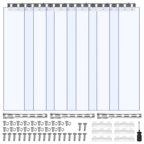 Clear PVC Strip Curtain, 84 in Height x 36 in Width x 0.08 in Thickness, 6 PCS Walk in Freezer Cooler Curtain Strips, Thermal Insulating Plastic Door Strips for Warehouse, Freezer, Garage Doors