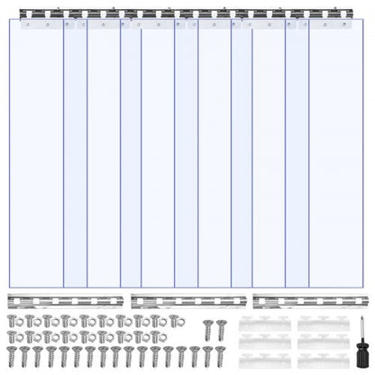 Clear PVC Strip Curtain, 84 in Height x 36 in Width x 0.08 in Thickness, 6 PCS Walk in Freezer Cooler Curtain Strips, Thermal Insulating Plastic Door Strips for Warehouse, Freezer, Garage Doors