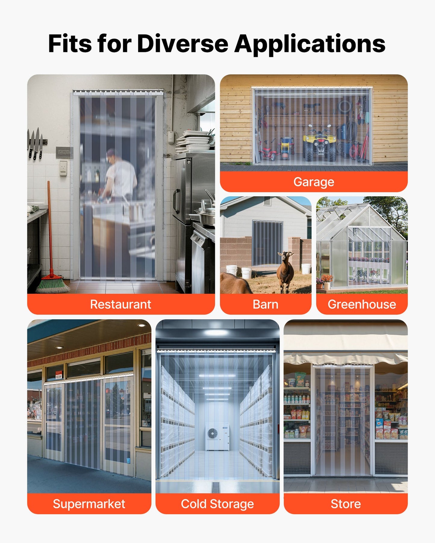 Clear PVC Strip Curtain, 84 in Height x 36 in Width x 0.08 in Thickness, 6 PCS Walk in Freezer Cooler Curtain Strips, Thermal Insulating Plastic Door Strips for Warehouse, Freezer, Garage Doors