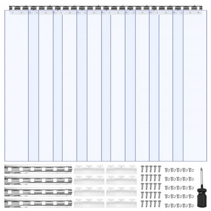 Clear PVC Strip Curtain, 84 in Height x 48 in Width x 0.08 in Thickness, 8 PCS Walk in Freezer Cooler Curtain Strips, Thermal Insulating Plastic Door Strips for Warehouse, Freezer, Garage Doors