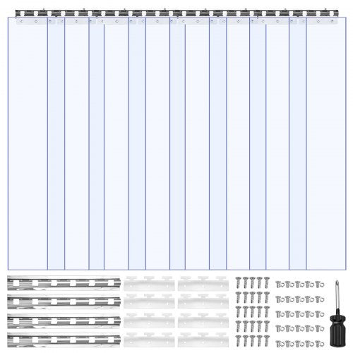 Clear PVC Strip Curtain, 84 in Height x 48 in Width x 0.08 in Thickness, 8 PCS Walk in Freezer Cooler Curtain Strips, Thermal Insulating Plastic Door Strips for Warehouse, Freezer, Garage Doors