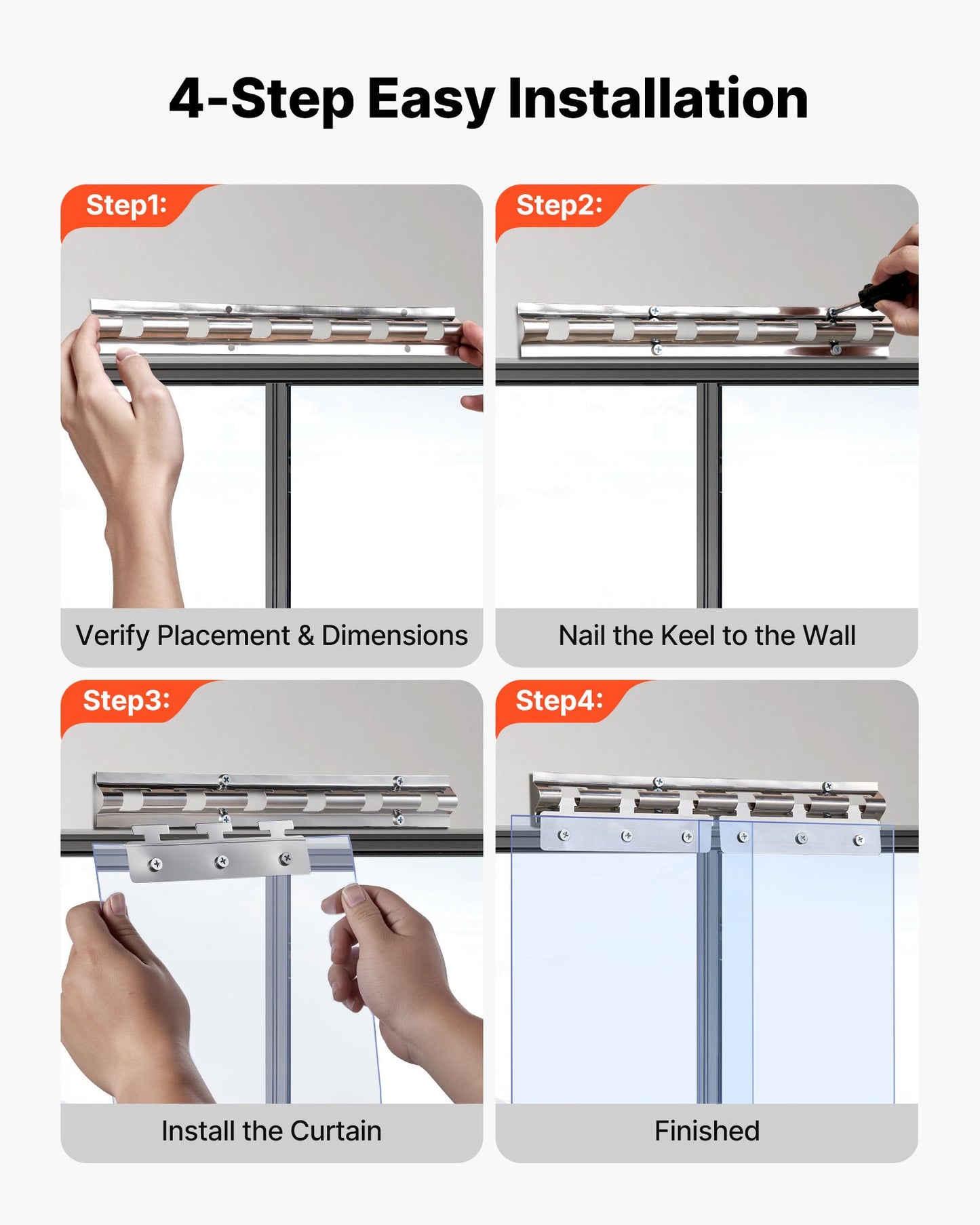 Clear PVC Strip Curtain, 84 in Height x 48 in Width x 0.08 in Thickness, 8 PCS Walk in Freezer Cooler Curtain Strips, Thermal Insulating Plastic Door Strips for Warehouse, Freezer, Garage Doors