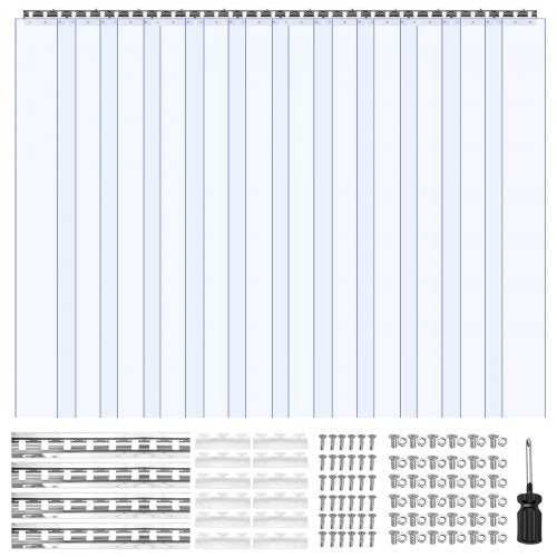 Clear PVC Strip Curtain, 84 in Height x 72 in Width x 0.08 in Thickness, 12 PCS Walk in Freezer Cooler Curtain Strips, Smooth Waterproof Plastic Door Strips for Warehouse, Freezer, Garage Doors