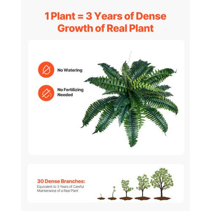 2 st konstgjorda Boston-ormbunkar plastormbunke 30 grenar inomhus- och utomhusdekor |  EU