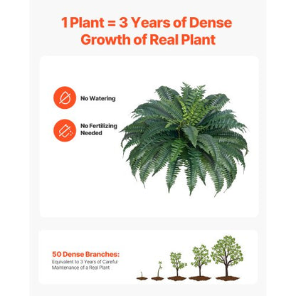 Konstgjorda Ormbunkar 2 St., Naturlig Spridning Diameter 43-47 Tum, Stora Hängande Konstgjorda Bostonormbunkar, Konstväxt Väggdekoration med 50 Grenar, Konstormbunke för Hem och Kontor (Blomkruka Ingår Ej) |  EU