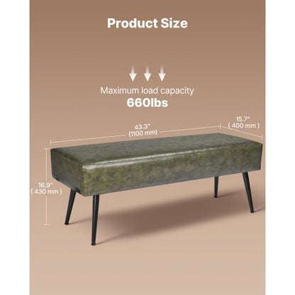 Schlafzimmerbank aus PU-Leder mit Metallbeinen Schuhbank für den Eingangsbereich Grün | EU