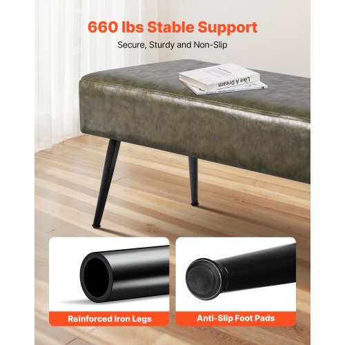 Schlafzimmerbank aus PU-Leder mit Metallbeinen Schuhbank für den Eingangsbereich Grün | EU