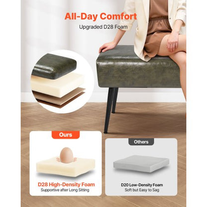 Schlafzimmerbank aus PU-Leder mit Metallbeinen Schuhbank für den Eingangsbereich Grün | EU