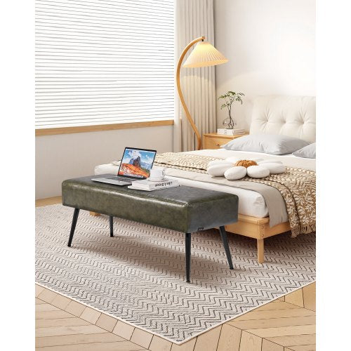 Schlafzimmerbank aus PU-Leder mit Metallbeinen Schuhbank für den Eingangsbereich Grün | EU