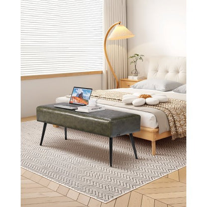 Schlafzimmerbank aus PU-Leder mit Metallbeinen Schuhbank für den Eingangsbereich Grün | EU