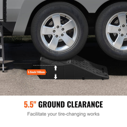 KFFKFF Vehicle Ramp, Single Unit Auto Service Ramp, 20000 lbs/9 ton Load Limit, 5.5" Elevation Auto Ramp, Robust Tire Ramp for Routine Car Care and Vehicle Upkeep