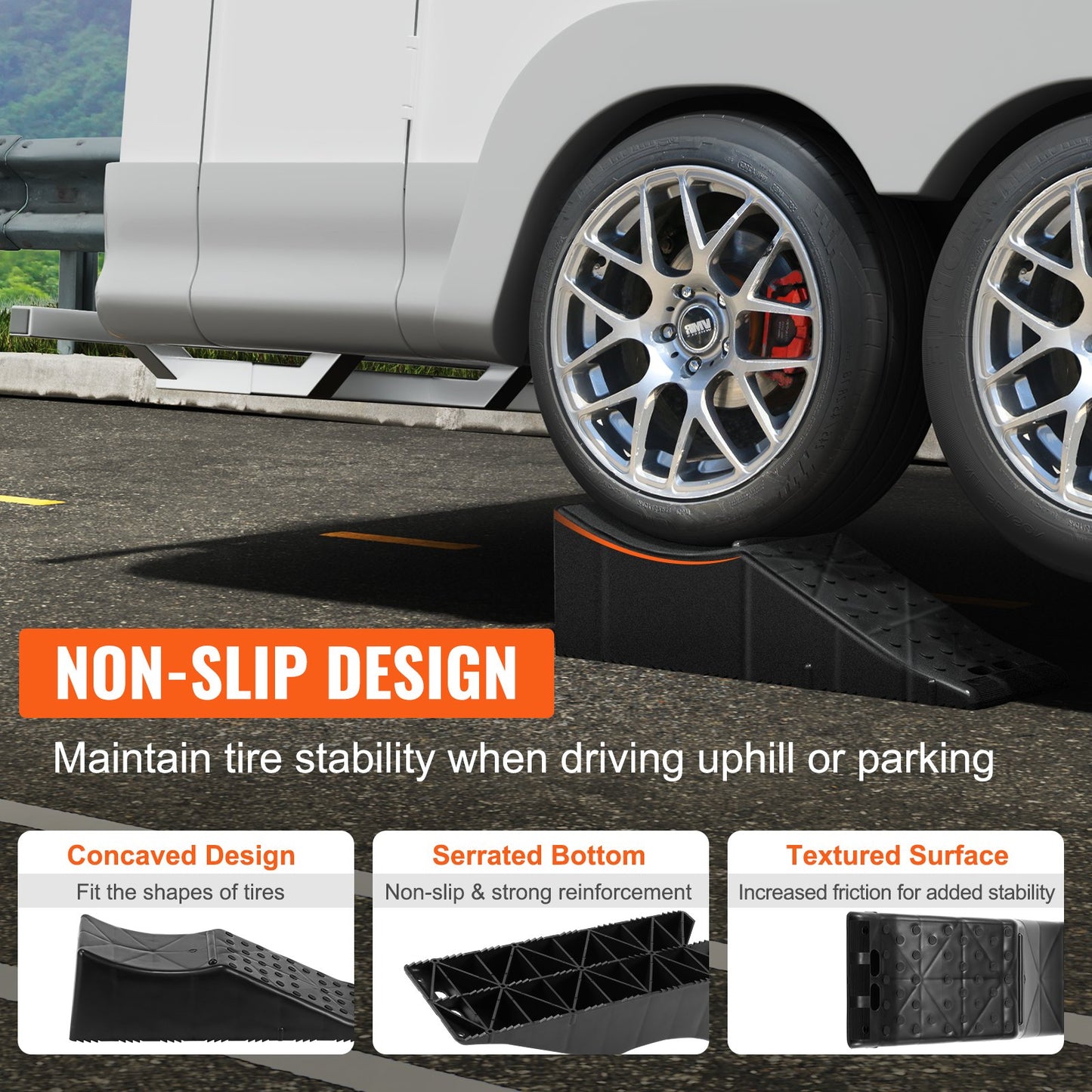 KFFKFF Vehicle Ramp, Single Unit Auto Service Ramp, 20000 lbs/9 ton Load Limit, 5.5" Elevation Auto Ramp, Robust Tire Ramp for Routine Car Care and Vehicle Upkeep