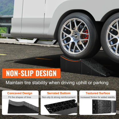 KFFKFF Vehicle Ramp, Single Unit Auto Service Ramp, 20000 lbs/9 ton Load Limit, 5.5" Elevation Auto Ramp, Robust Tire Ramp for Routine Car Care and Vehicle Upkeep