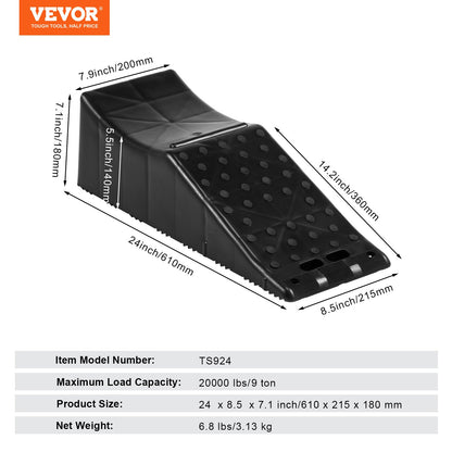 KFFKFF Vehicle Ramp, Single Unit Auto Service Ramp, 20000 lbs/9 ton Load Limit, 5.5" Elevation Auto Ramp, Robust Tire Ramp for Routine Car Care and Vehicle Upkeep