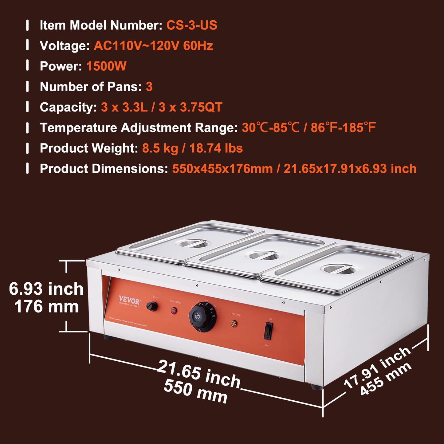 Chocolate Tempering Machine, 26.5 Lbs 3 Tanks Chocolate Melting Pot TEMP Control 86~185℉, 1500W Stainless Steel Electric Commercial Food Warmer For Chocolate/Milk/Cream Melting and Heating