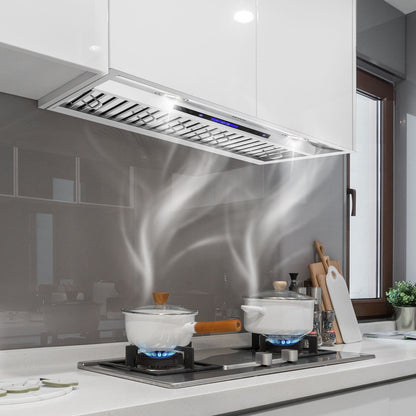 Insert Range Hood, 900CFM 4-Speed, 30 Inch Stainless Steel Built-in Kitchen Vent with Touch & Remote Control LED Lights Baffle Filters, Ducted/Ductless Convertible, ETL Listed