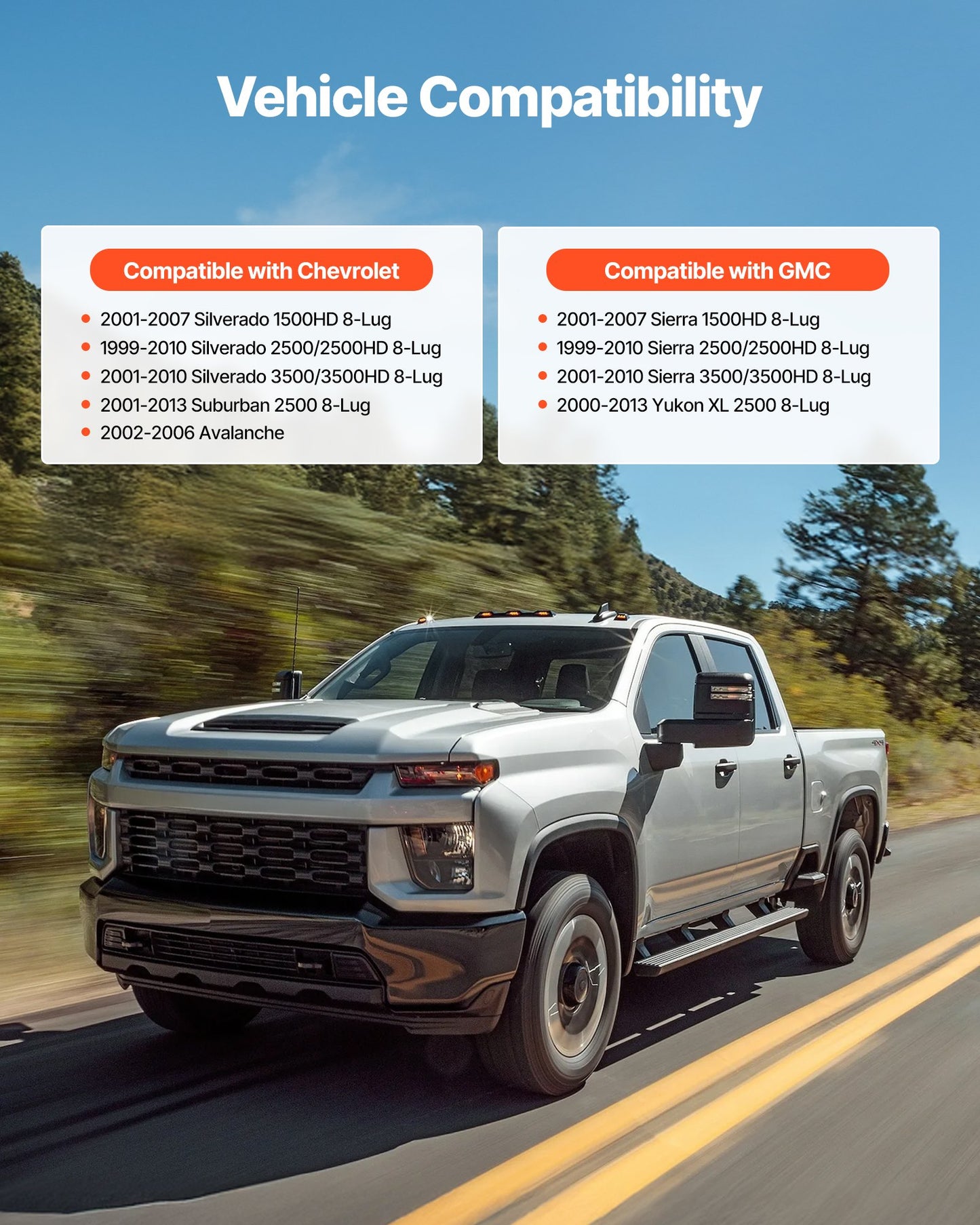 3 Inch Front Leveling Lift Kit for 2001-2010 Chevy Silverado/GMC Sierra 2500HD/3500HD 8-Lug, 01-07 Silverado/Sierra 1500HD, Torsion Bar Keys Suspension Level Kit with 2 Shock Extension Brackets