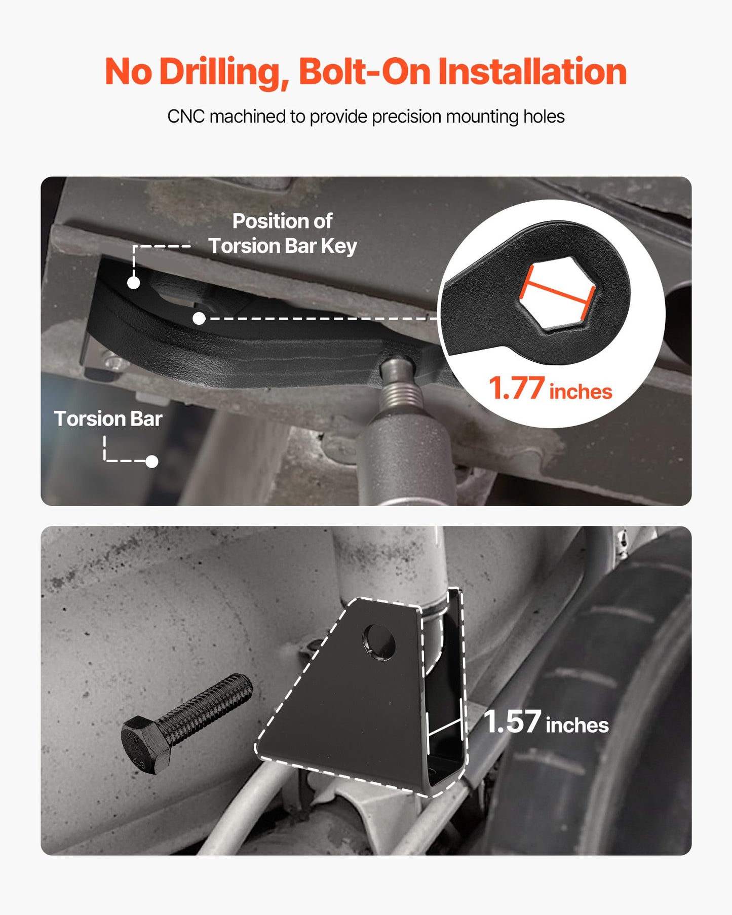 3 Inch Front Leveling Lift Kit for 2001-2010 Chevy Silverado/GMC Sierra 2500HD/3500HD 8-Lug, 01-07 Silverado/Sierra 1500HD, Torsion Bar Keys Suspension Level Kit with 2 Shock Extension Brackets