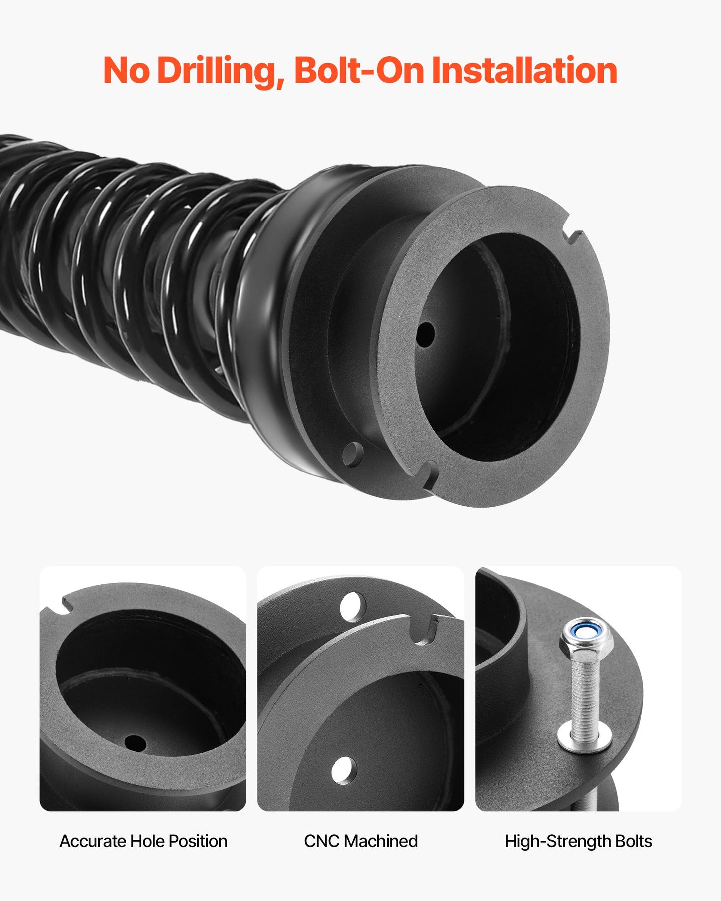 2.5 Inch Front Leveling Lift Kit for 2014-2023 Dodge Ram 2500 4WD, 2013-2023 Ram 3500 4WD, Chassis Level Kit with Coil Spring Spacers & Shock Relocation Brackets, Steel Suspension Leveling Kit