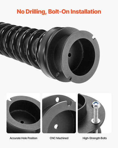 2.5 Inch Front Leveling Lift Kit for 2014-2023 Dodge Ram 2500 4WD, 2013-2023 Ram 3500 4WD, Chassis Level Kit with Coil Spring Spacers & Shock Relocation Brackets, Steel Suspension Leveling Kit