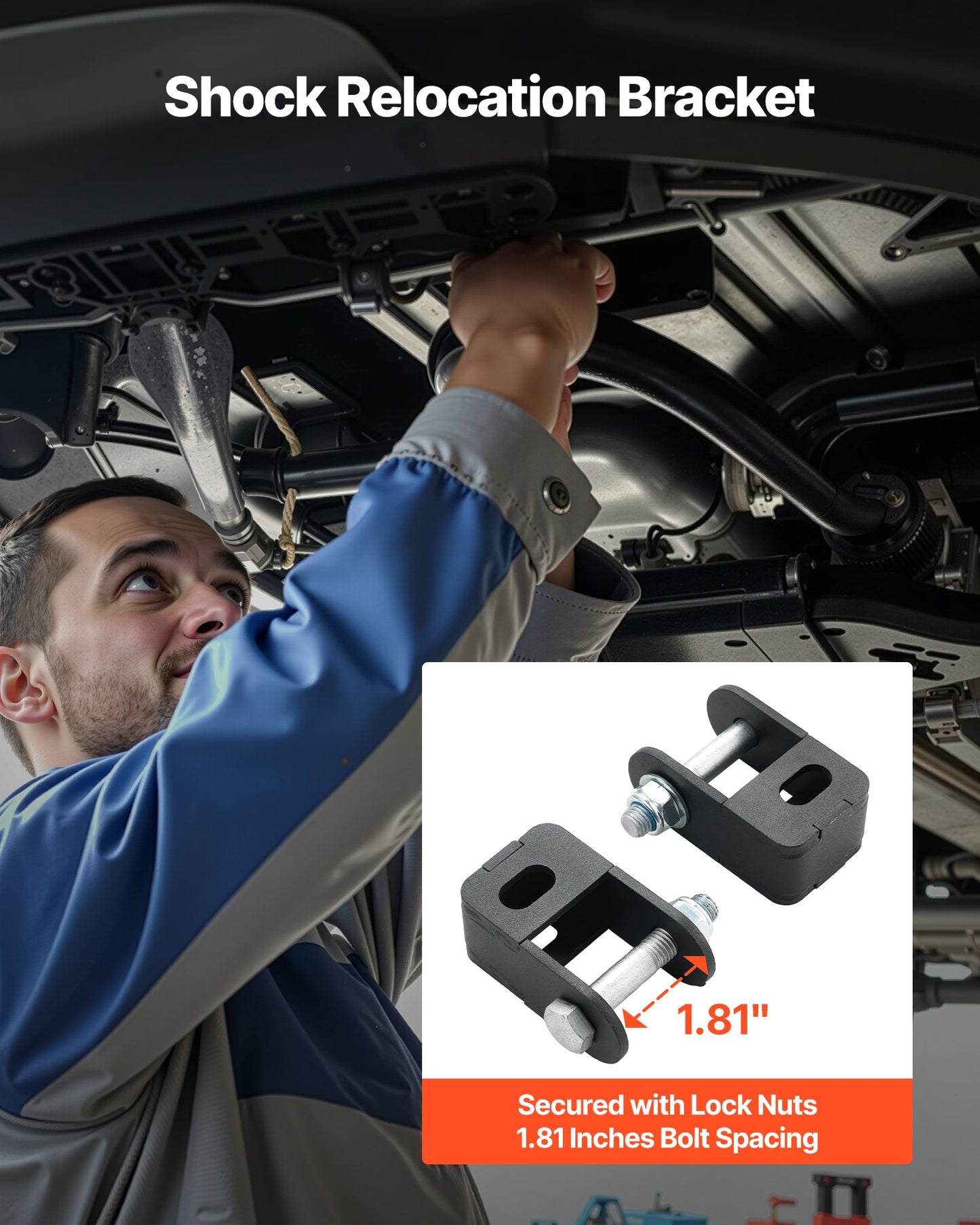 2.5 Inch Front Leveling Lift Kit for 2014-2023 Dodge Ram 2500 4WD, 2013-2023 Ram 3500 4WD, Chassis Level Kit with Coil Spring Spacers & Shock Relocation Brackets, Steel Suspension Leveling Kit