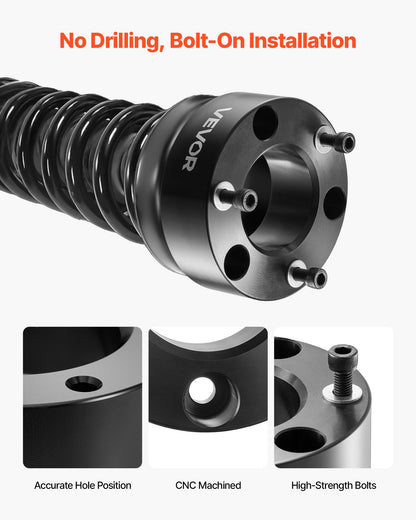 2 Inch Front Leveling Lift Kit for 2004-2025 Ford F150 2WD/4WD, 2003-2018 Expedition, 2005-2008 Lincoln Mark LT, Chassis Level Kit with 2PCS Heavy Duty Forged Aluminum Suspension Strut Spacers