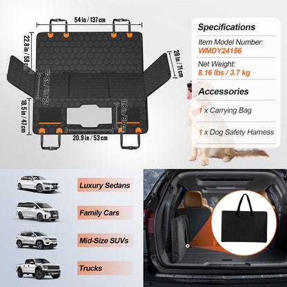 54 x 25.6 in Dog Car Seat Cover for Back Seat Waterproof 600D for Cars