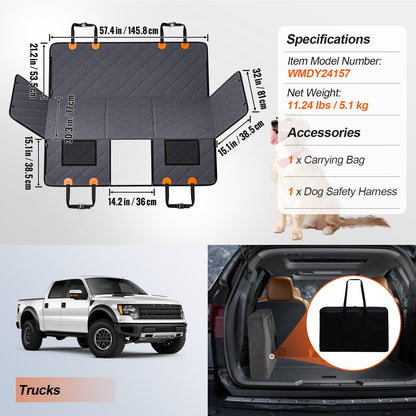 57.4 x 30.3 in Dog Car Seat Cover for Back Seat Waterproof 600D for Truck