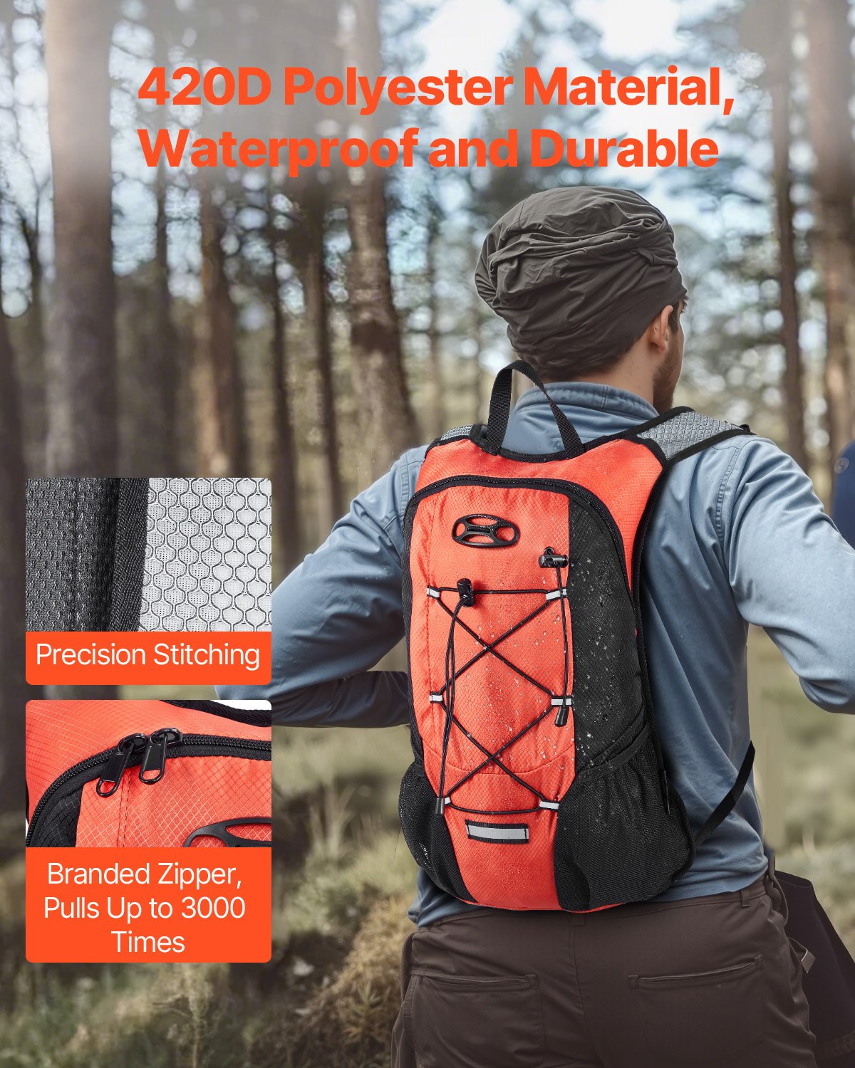 Lightweight Hydration Pack Ryggsäck 2L Water Bladder Cykling Vandring Löpning