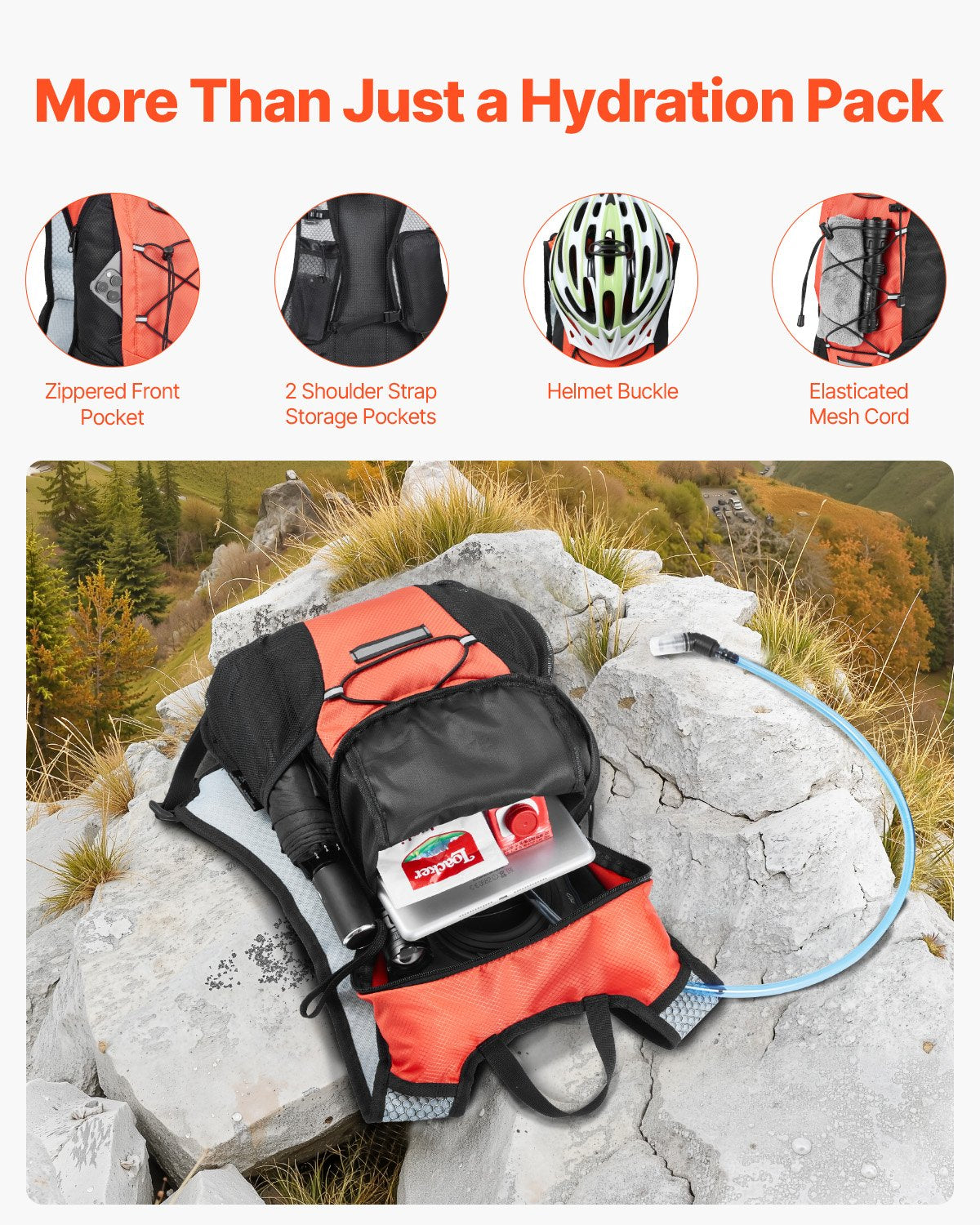 Lightweight Hydration Pack Ryggsäck 2L Water Bladder Cykling Vandring Löpning