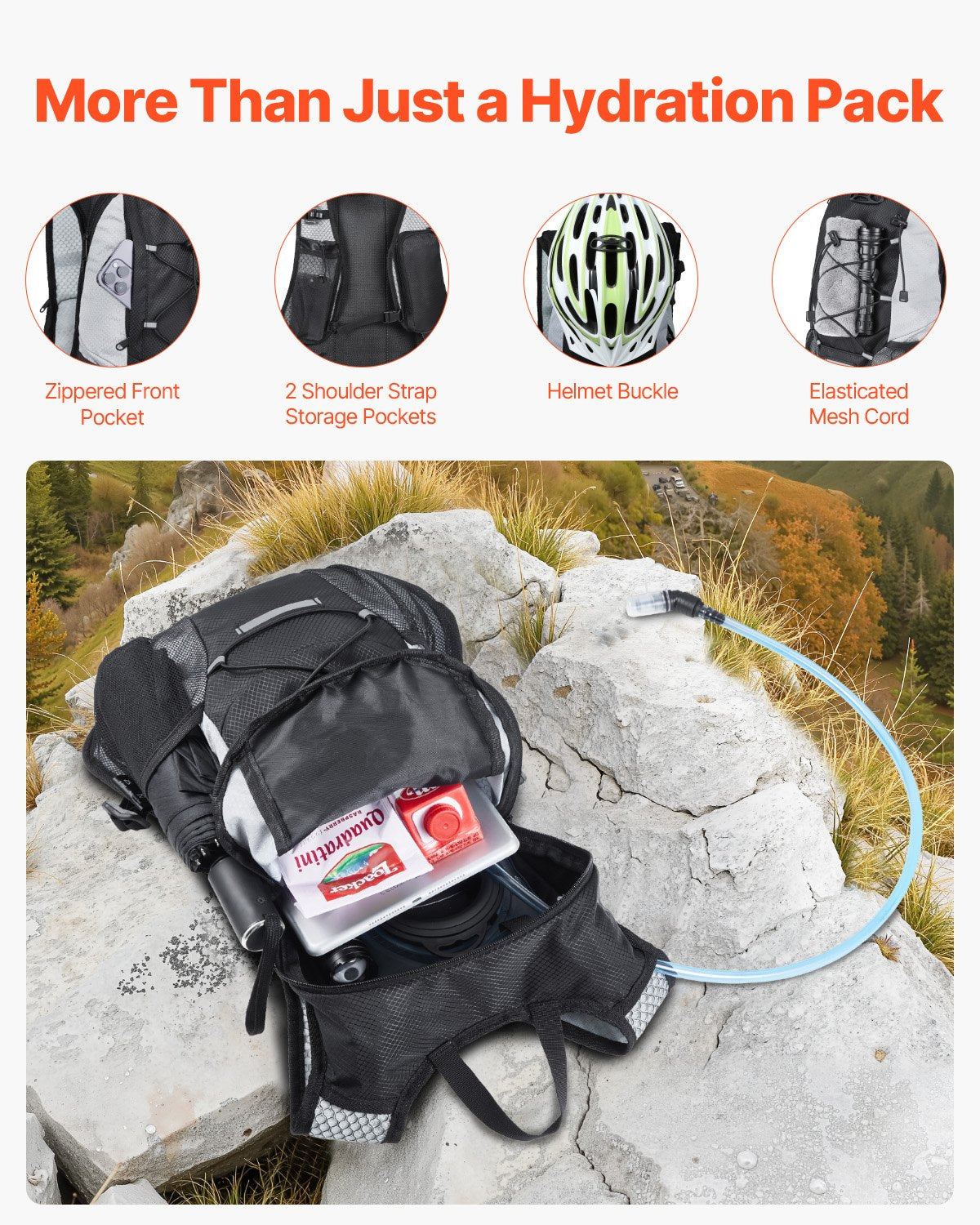 Lightweight Hydration Pack Ryggsäck 2L Water Bladder Cykling Vandring Löpning