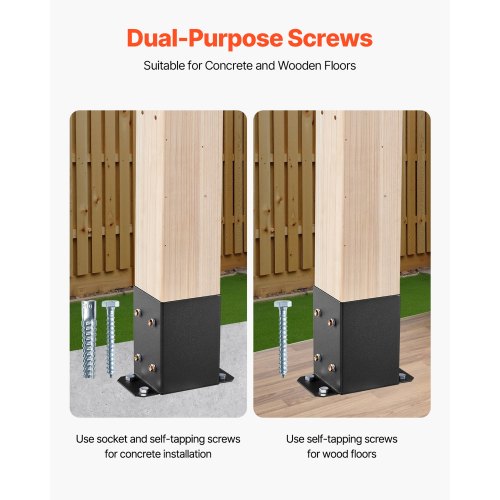 4x4 stolpbas 10 st, innerstorlek 3,6x3,6 tum / 91,44x91,44 mm stolpfästen, kraftiga däckstolpar i kolstål, trästolpfästen för paviljongdäck, räcke, stöddäck, bottenplatta, svart |  EU