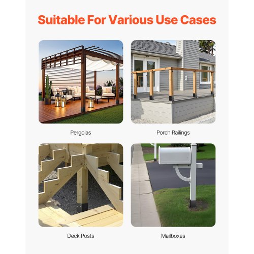 4x4 stolpbas 10 st, innerstorlek 3,6x3,6 tum / 91,44x91,44 mm stolpfästen, kraftiga däckstolpar i kolstål, trästolpfästen för paviljongdäck, räcke, stöddäck, bottenplatta, svart |  EU