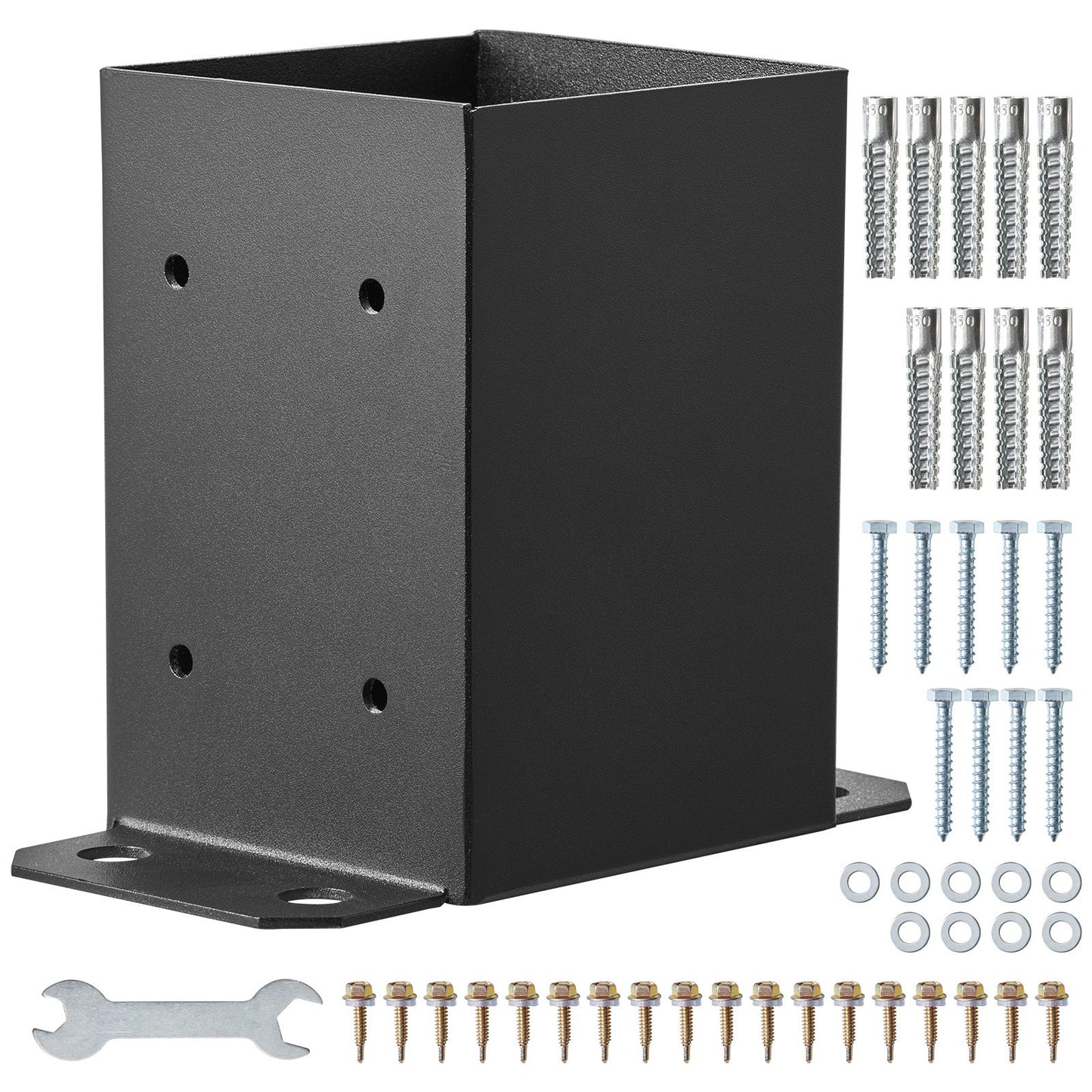 4x4 Post Base 2 pcs, inner size 3.6"x3.6" Post Base Brackets, Heavy Duty Powder Coated Post Anchor Matte Black Wood Post Brackets for Pavilion Deck Railing Support Deck Base Plate