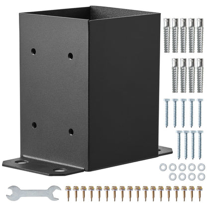 4x4 Post Base 2 pcs, inner size 3.6"x3.6" Post Base Brackets, Heavy Duty Powder Coated Post Anchor Matte Black Wood Post Brackets for Pavilion Deck Railing Support Deck Base Plate