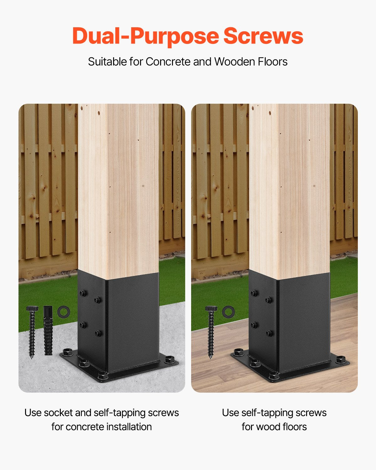 6x6 Post Base 4 Pcs, Inner Size 5.6x5.6 inch / 142x142 mm Post Brackets, Heavy Duty Carbon Steel Decking Posts, Wood Posts Brackets for Pavilion Deck Railing Support Deck Base Plate, Black