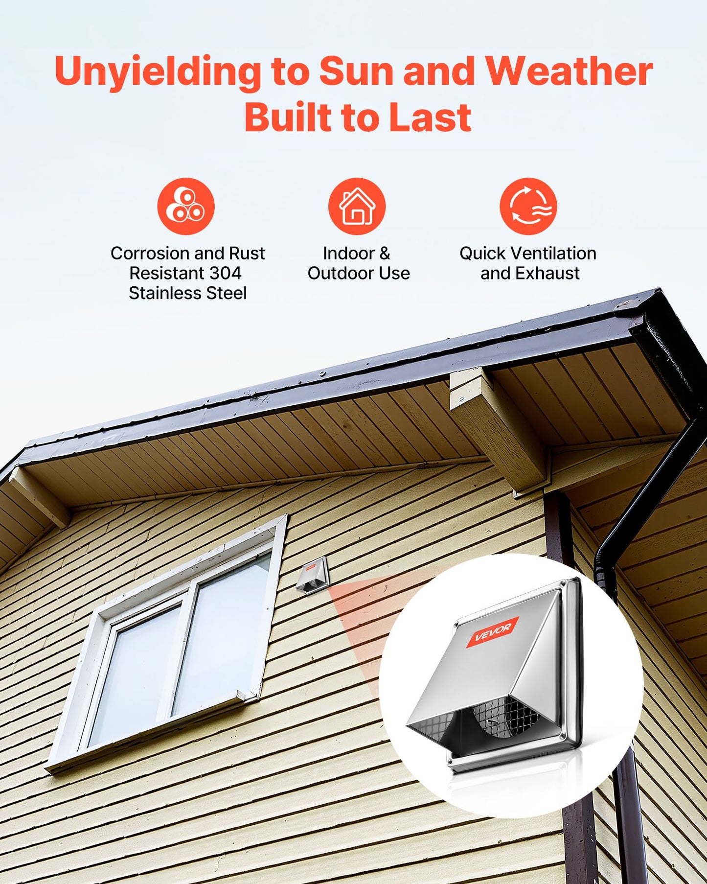 4 inch External Extractor Wall Vent Cover, Square AC Vent Gable Cover, Premium Stainless Steel & with Built-in a Protection Screen, for House,Bathroom,Garage,Kitchen,Basement (1 Pack, Silver)