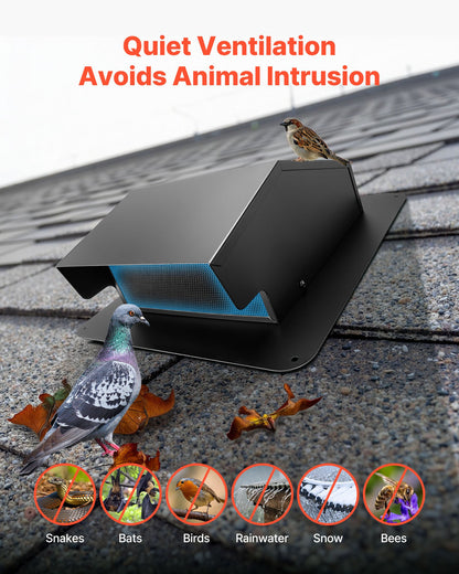 6 inch Hooded Wall Vent Cover, Square AC Vent Gable Cover, Premium SPCC Steel & with Built-in a Protection Screen, for Roofs,Walls,Outside Duct Exhaust Outlets (1 Pack, Black)