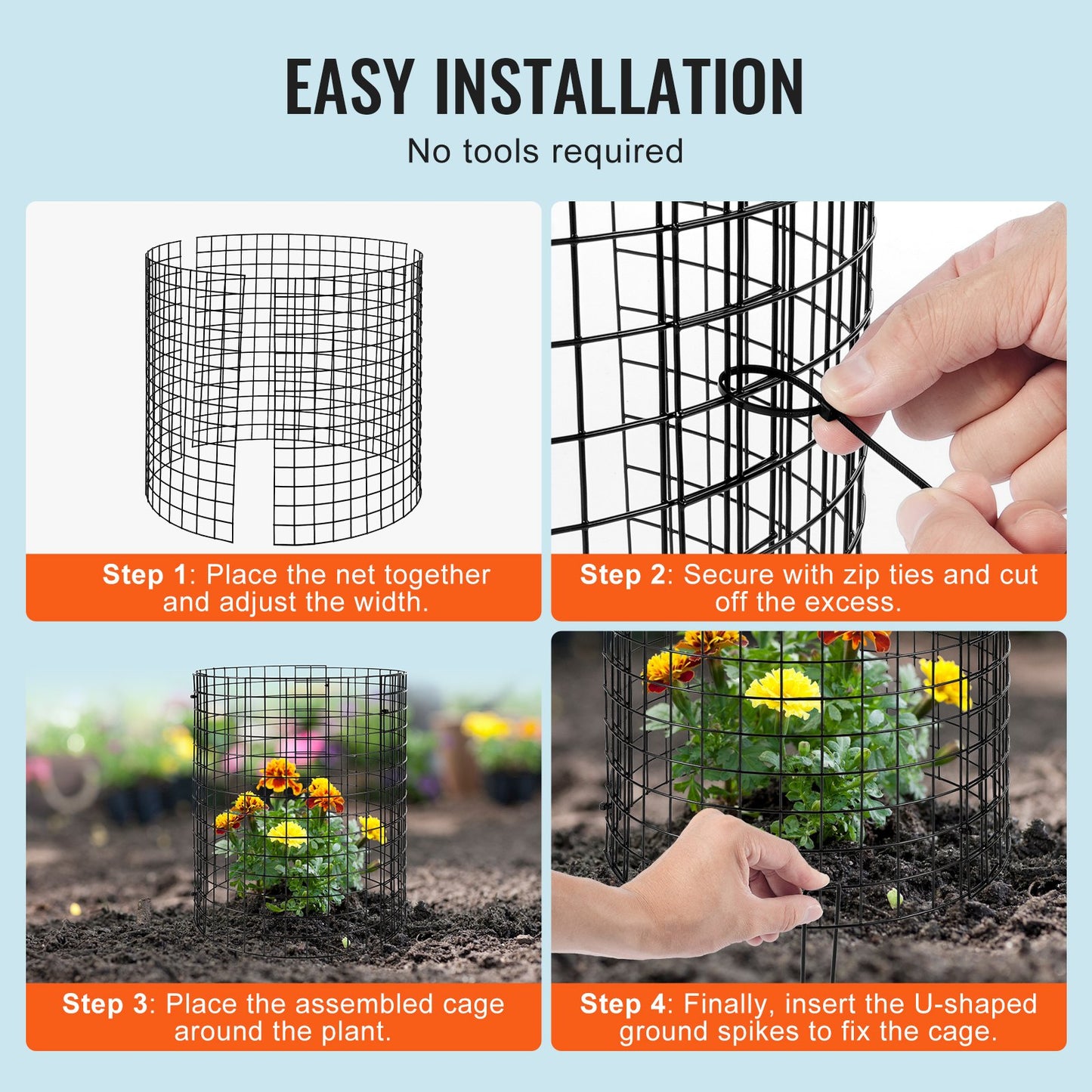 6 Pack Plant Protector from Animals, 12.6'' Dia. x 14'' H Chicken Wire Plant Protector, Plant Cages for Outdoor Plants, Flowers & Vegetables, Keeps Bunny Chicken Squirrels Out, 18pcs Metal Mesh