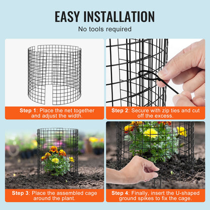 6 Pack Plant Protector from Animals, 12.6'' Dia. x 14'' H Chicken Wire Plant Protector, Plant Cages for Outdoor Plants, Flowers & Vegetables, Keeps Bunny Chicken Squirrels Out, 18pcs Metal Mesh