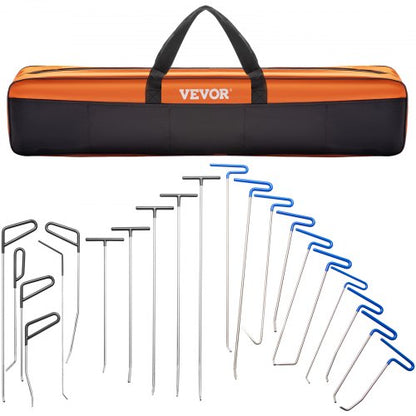Rods Dent Removal Kit, 21 Pcs Paintless Dent Repair Rods, Stainless Steel Dent Rods, Whale Tail Dent Repair Tools, Professional Hail Dent Removal Tool For Minor Dents, Door Dings And Hail Damage