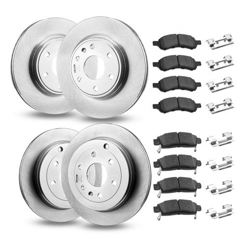 Front & Rear Brake Kit Compatible with 2008-2017 Buick Enclave, 2009-2017 Chevrolet Traverse/2007-2010 Saturn Outlook, 2007-2016 GMC Acadia/2017 GMC Acadia Limited, Hollow Brake Rotors Pads Kit