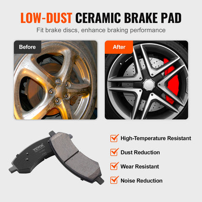 Front and Rear Brake Kit for 06-2018 Dodge Ram 1500, 07-2009 Dodge Durango Chrysler Aspen, Drilled and Slotted Brake Rotors Ceramic Brake Pads Replacement, 13.2" Front Rotors 13.9" Rear Rotors
