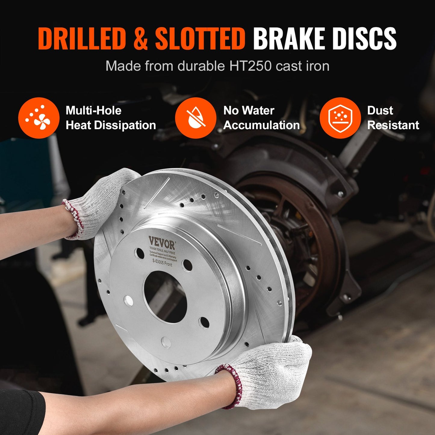 Front and Rear Brake Kit for 06-2018 Dodge Ram 1500, 07-2009 Dodge Durango Chrysler Aspen, Drilled and Slotted Brake Rotors Ceramic Brake Pads Replacement, 13.2" Front Rotors 13.9" Rear Rotors