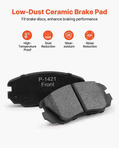 Front and Rear Brake Kit Compatible with 2010-2017 Chevrolet Equinox, 2010-2017 GMC Terrain, Hollow Brake Rotors Ceramic Brake Pads Replacement Kit, 12.7 in Front Rotors, 12 in Rear Rotors